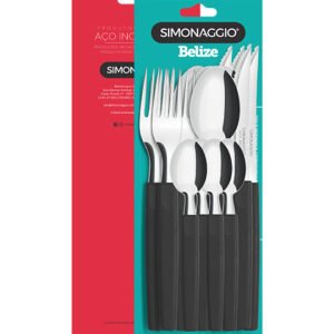JUEGO DE CUBIERTOS MANGO NEGRO 16PCS C.4.65 A49
