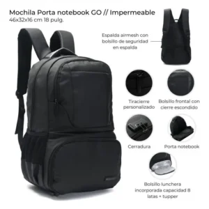 MOCHILA PORTANOTEBOOK LUNCHERA INCORPORADA Y CERRADURA 38570 CBR.16.24 A49