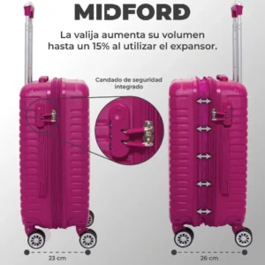 VALIJA SKORA FUCSIA 20" CON EXPANSION 41521 CBR.31.01 A49