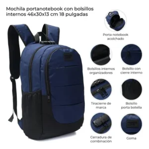 MOCHILA PORTA NOTEBOOK 46*30*13cm 18" C/CLAVE 42858 CBR.7.71 A49