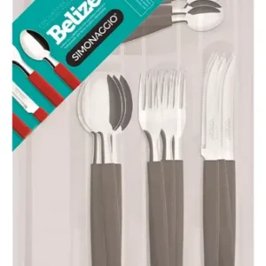 JUEGO DE CUBIERTOS MANGO NEGRO X24 CON CUBETERA BELLIZE 9820/25A C.9.07 A49