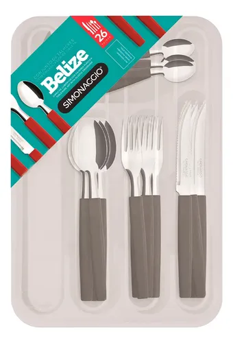 JUEGO DE CUBIERTOS MANGO NEGRO X24 CON CUBETERA BELLIZE 9820/25A C.9.07 A49